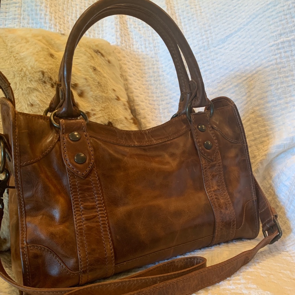 Frye Cognac Melissa Satchel Leather Purse
